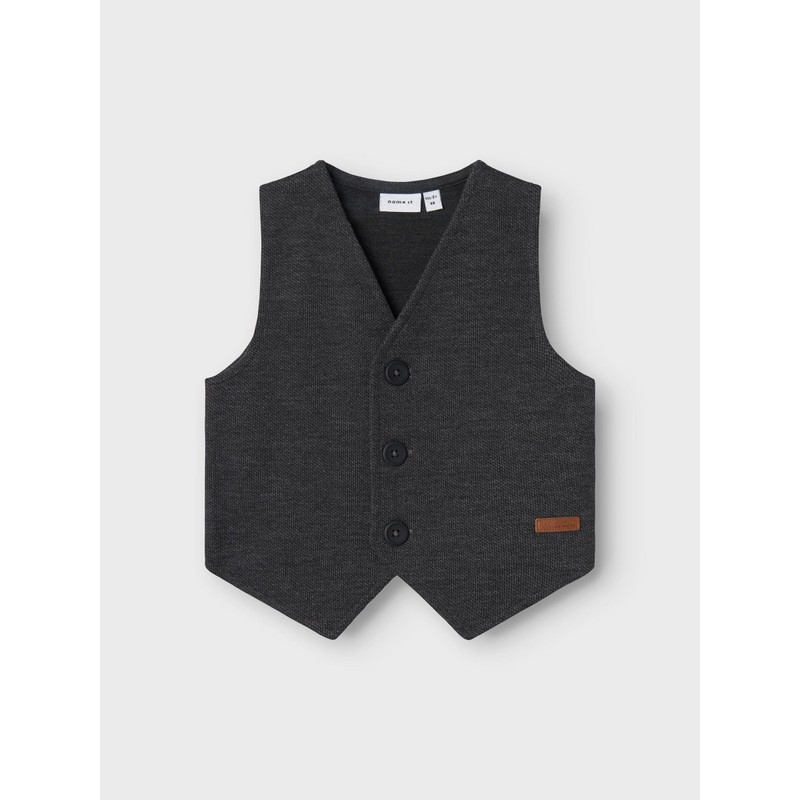 NAME IT Boys' Nmmrobino Waistcoat Unb Suit Vest, Dark grey
