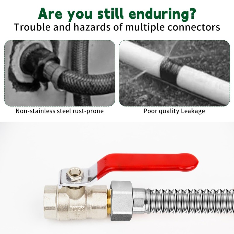 304 Stainless Steel Corrugated Pipe, Reinforced Hose, 3/4 Inch Extendible