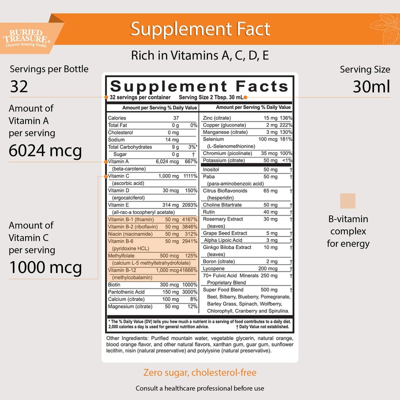 Buried Treasure VM100 Daily Multi - 32 Servings, Liquid Vitamins