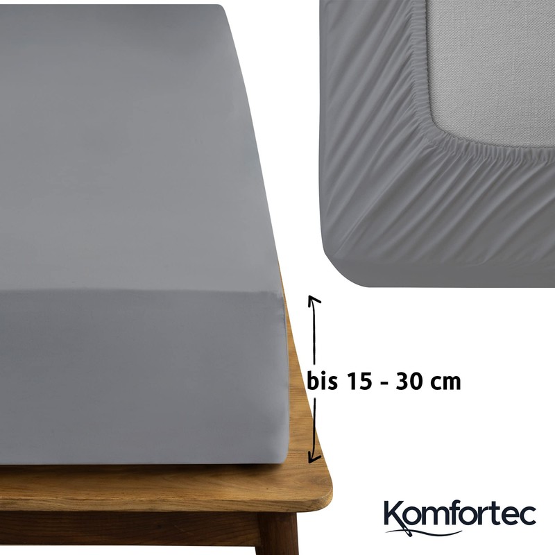 Komfortec Brushed Microfibre Fitted Sheet 140 x 200 cm Grey