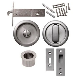 Sliding Bathroom Door Lock Toilet Privacy Round Coin Release Satin Stainless