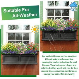 MAPVOLUT 30 Bundles Artificial Fake Plants Flowers for Outdoors Patio Front Porch Wedding Home Decor, Realistic Colorful Fall Faux Flowers Eucalyptus Plants UV Resistant No Fade Waterproof (7 Colors)