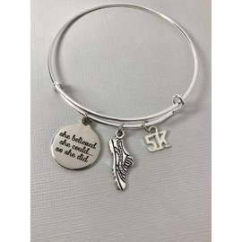 5K Running Gifts adjustable bangle charm bracelet jewelry, She believed she could so she did