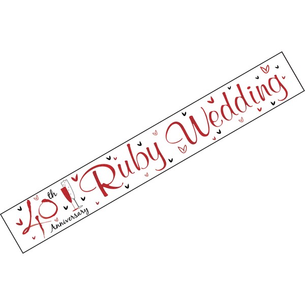 40th Wedding Anniversary Ruby Wedding Holographic Recyclable Birthday Party Banner