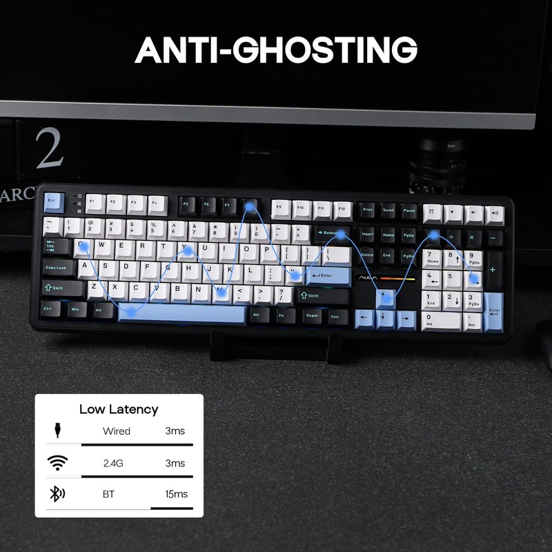 EPOMAKER Aula F108 Wireless Gaming Keyboard, Full Size Mechanical Keyboard