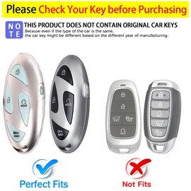 Syodiesn for Hyundai Key Fob Cover Premium Soft TPU with Leather Keychain Keyless Smart Remote Protection Key Fob Case Shell for 2023 2024 Hyundai Ioniq 6 Grandeur GN7 KONA 5 Buttons, A Purple