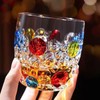 JQWIN AlifordGlass Glass Tumblers with Colorful Patterns, Lead-Free, Set of