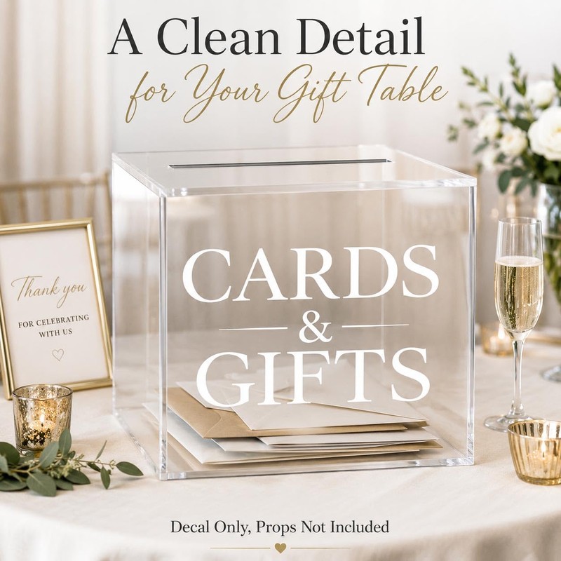 Wedding Card Box Vinyl Decal: White 6 Inch Cards &