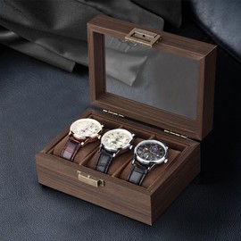 Baskiss Wooden Watch Case, Watch Storage Box, Collection Case, Watch Box, Luxury Watch Display (For 3 Pieces)