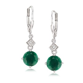 Ross-Simons Precious Gemstone Drop Earrings with Diamond Accents in Sterling Silver