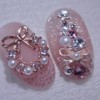 Rosé Holiday Handmade Nail Tips Pink Tree Nail - Almond