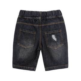 Mud Kingdom Fashion Ripped Little Boys Denim Shorts Paint Splatter Dot Colorful Black Size 7-8