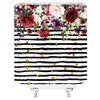 Burgundy Floral Shower Curtain Retro Red Flower Black and White