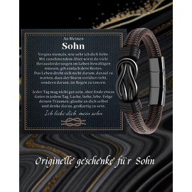 VGWON Bracelet for My Son, Gifts for Son, Son Gifts from Mum, Mother Son Gift, Men's Leather Bracelet, Birthday, Christmas Gifts for Son, Encouragement Gifts for Teenagers Boys, Stainless Steel,