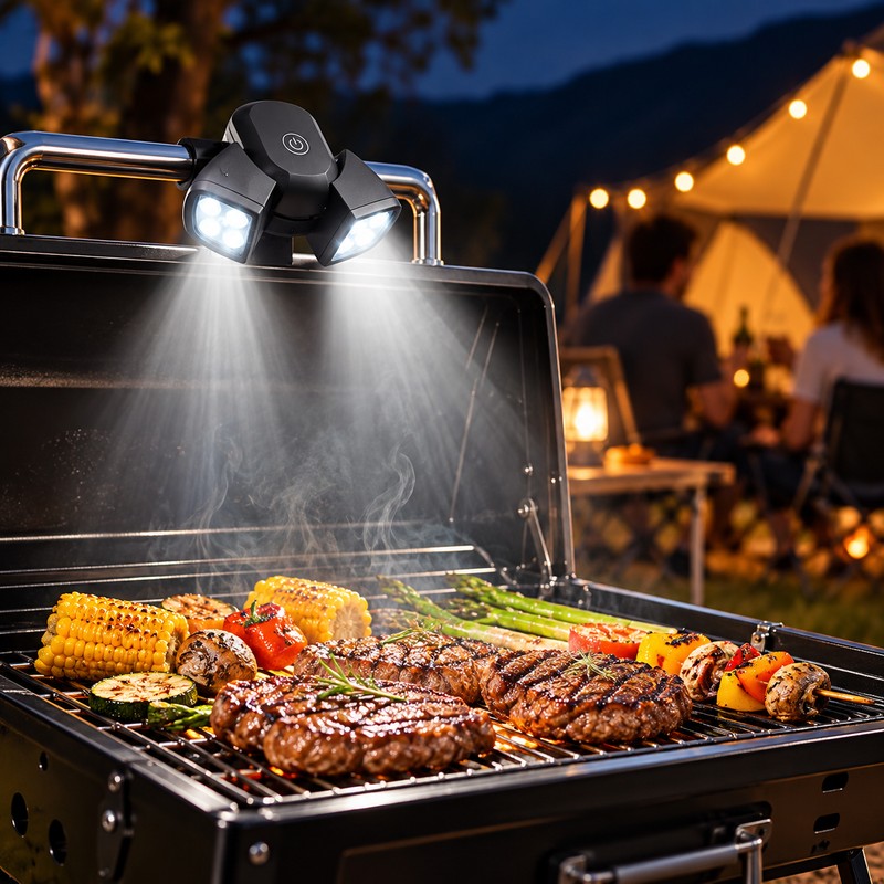 Portable LED BBQ Grill Light – Handle-Mount Clip-On Flashlight for