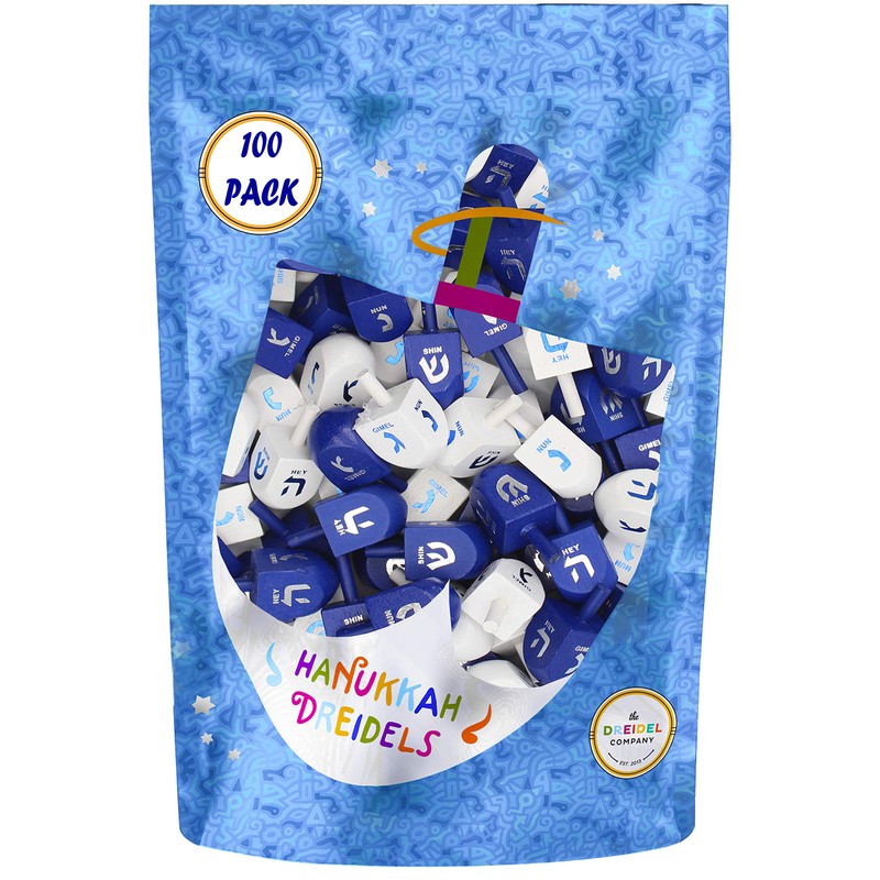 The Dreidel Company 100 Solid Blue & White Hand Painted