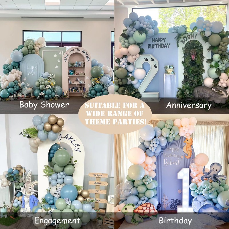 Sage Green and Blue Balloons