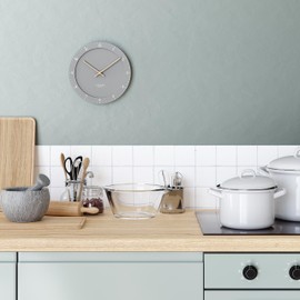 Cander Berlin MNU 2930 A Wall Clock Silent 30 cm Large without Ticking Noises Analogue Living Room Modern Vintage Grey Wooden Hands