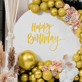 Sinload Happy Birthday Sign for Backdrop Happy Birthday Decal for Arch Backdrop for Girls Boys, Letter Sticker Peel & Stick Wall Decor Party Decorations Photography Background Decor(Glitter Gold)