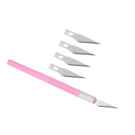 Kozelo 1pcs Exacto Art Knife with 5 Spare Blades Craft Hobby Carving Knife Set Precision Knives Plastic Handle for Leather Wood Modeling Scrapbooking, Pink