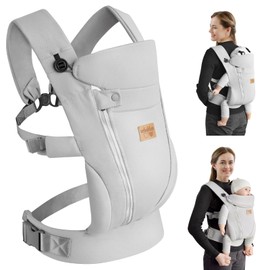 vrbabies Baby Carrier for Newborns from Birth, Upgrade Soft Ice Silk Baby Carrier with Adjustable Belt and 3 Carrying Positions, Baby Carrier for Newborns from 4-20 kg (Light Grey - with Belt)