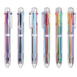 favide 12 Pack 0.5mm 6-in-1 Multicolor Ballpoint Pen,6-Color Retractable Ballpoint Pens for Office School Supplies Students Children Gift,Kids Party Favors