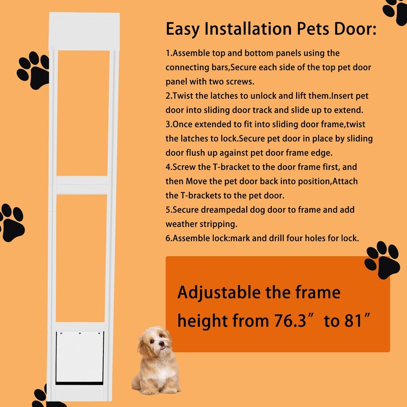 Cat Dog Door Insert for Sliding Patio Door - Easy