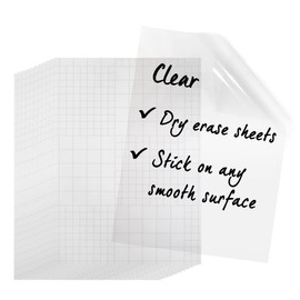 AcrossSea Clear Dry Erase Board Sticker - 10 Sheets of A4 - Transparent Self Adhesive White Board Sticker - Clear Dry Erase Board for Refrigerator, Desk, Office & Kids Room