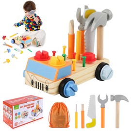 Yotako Montessori Wooden Screw Board, Wooden Toy Screwdriver Toy, Children's Montessori Toy, Motor Skills Toy, Wood Screws Learning Toy for Children from 3 Years