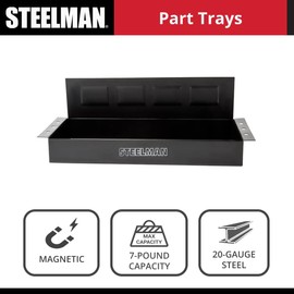 Steelman Non-Marring Magnetic Parts Tray with 7-Pound Hold Capacity, 6 Screwdriver Holders, Steel Construction