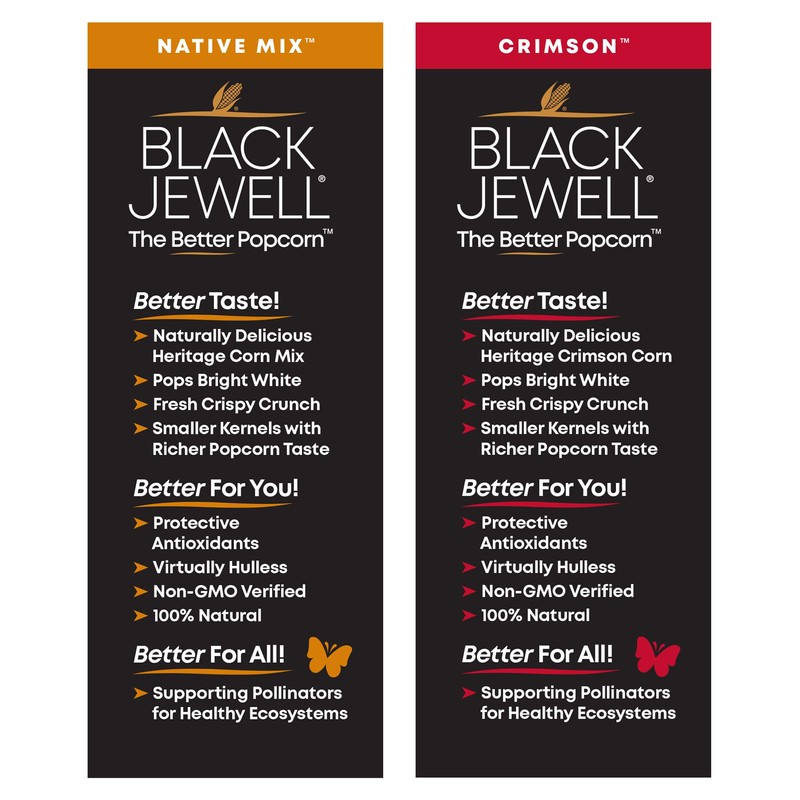 Black Jewell Gourmet Popcorn Kernel Variety Pack with Crimson and