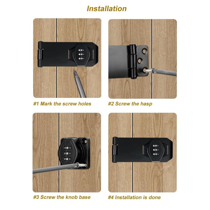 ETEKJOY Cabinet Lock Keyless 3-Digit Password Combination Code Hasp Latch