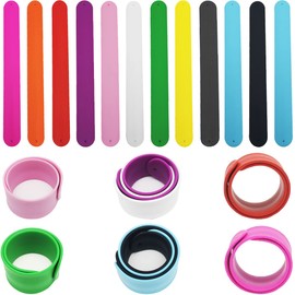 CTRICALVER 12 pcs Blank DIY Slap Bracelets, Snap Bracelets, for Families Craft Kit Party Favors (12 colors)
