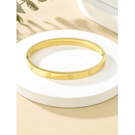 cutepul Love Bracelets Stainless Steel friendship Bracelet Cubic Zircon Filled Gold and Silver Female Women Mother's Day Valentine's Day Wedding Couple and Birthday Gift (Cross Gold, 7.5inch)