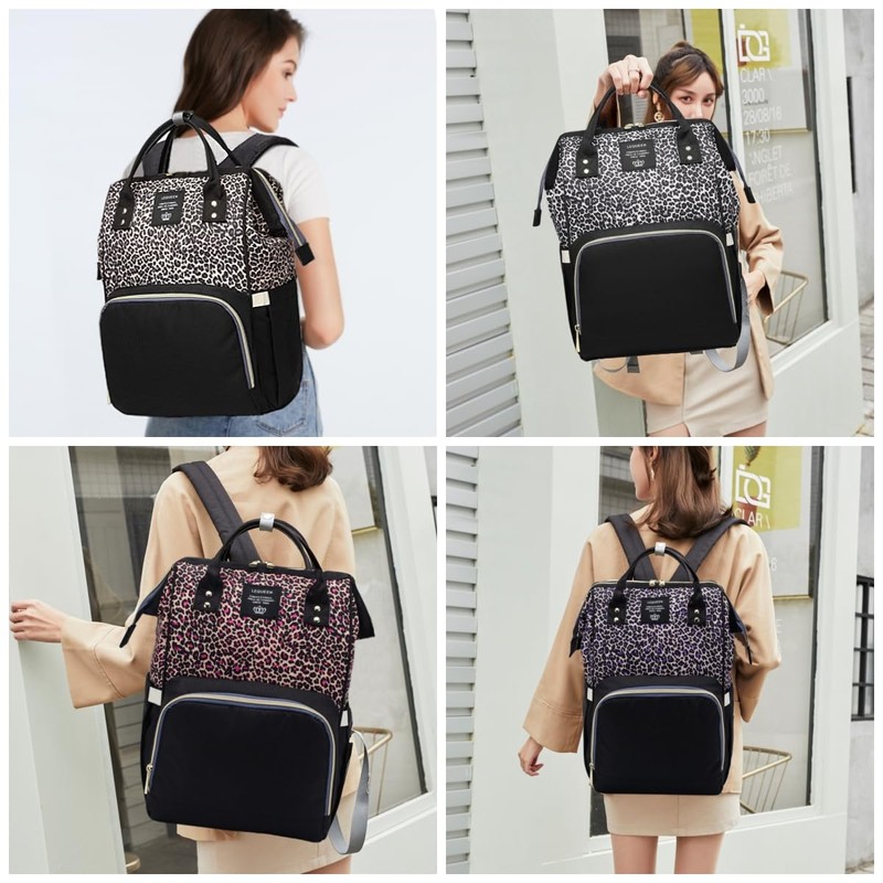 Leopard Print Diaper Bag Backpack Multi-Function Diaper Bag for Baby