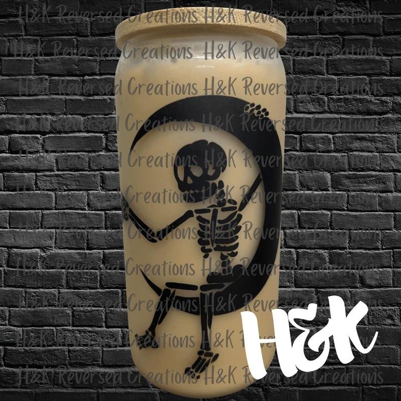 Skeleton Moon Glass Can - Style: Clear