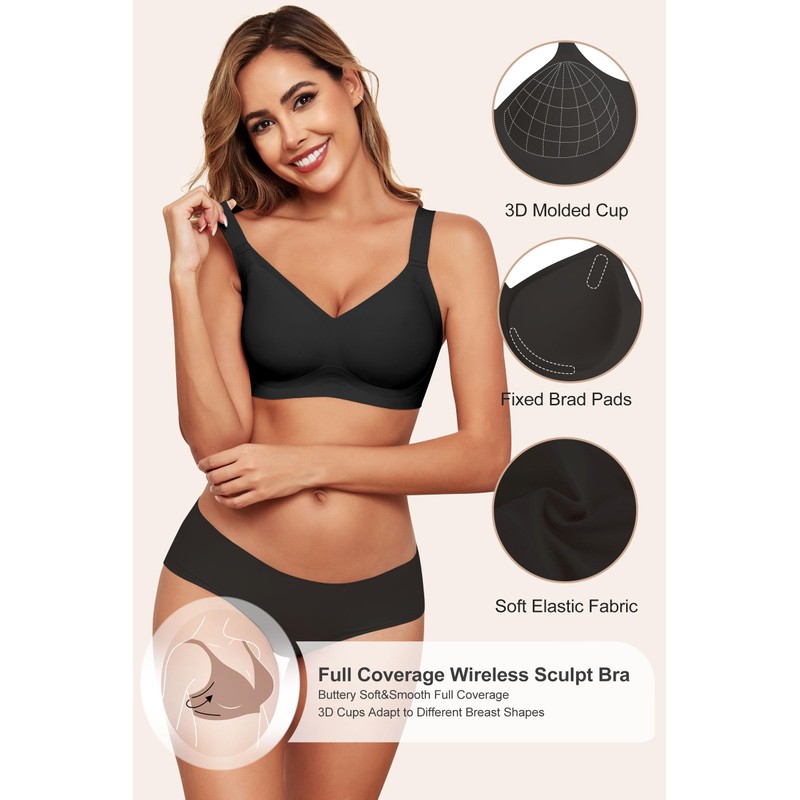 HORISUN No Underwire Bras for Women Soft Comfortable Seamless Bras