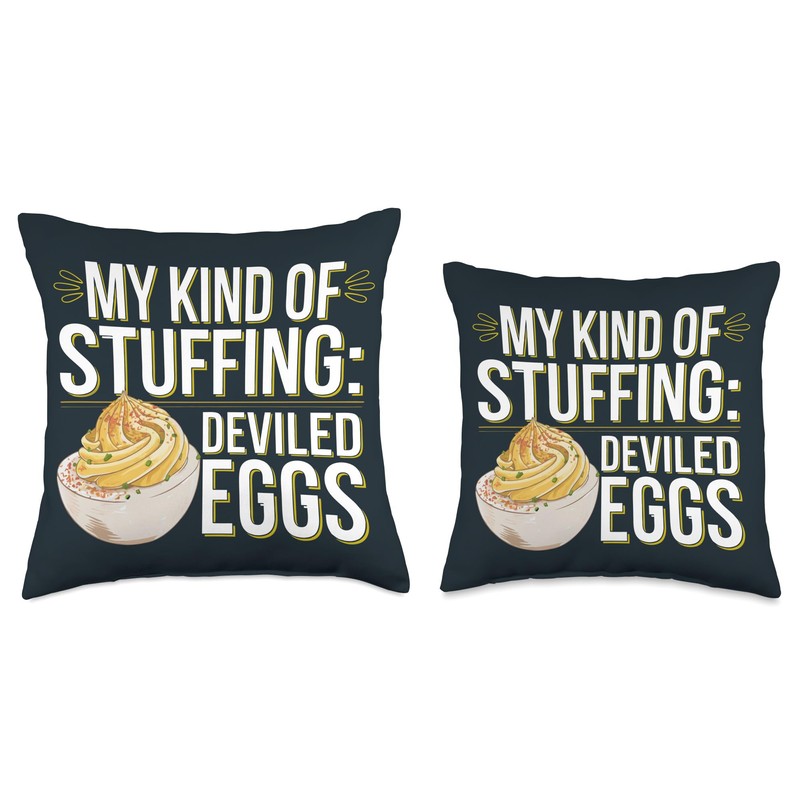 Thanksgiving Family Dinner Stuffing Deviled Eggs Throw Pillow