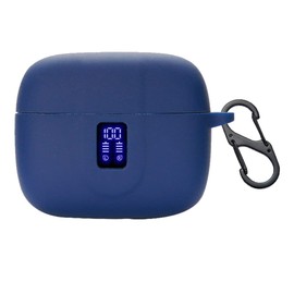 smaate Earbuds Case Compatible with TAGRY X08 Wireless Headphone, Silicon Protective Cover with “S” Shaped Dual Carabiner, with Window for LED Display (Blue)