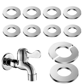 Shower Pipe Cover, 10 PCS Wall Split Pipe Holes Covers Tap Collar Round Flange Escutcheon Plate (Silver, 28 mm/ 35 mm)