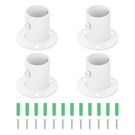 uxcell Closet Rod Bracket, 4Pcs Stainless Steel Flange Closet Holder, Closet Rod End Supports Rod Bracket for 25mm Diameter Rod, White