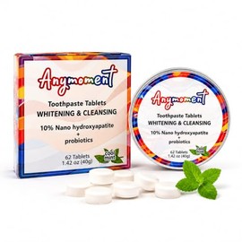 Anymoment 10% Nano Hydroxyapatite Toothpaste Tablets, Cool Mint, 62 Count | 10% Nano Hydroxyapatite, Fluoride Free, SLS Free, Xylitol, Zinc Citrate, C