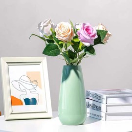 Fuukou Green Ceramic Vase,Small Green Vase,Minimalist Green Flower Vase,Modern Green Vase for Home Decor,Perfect for Living Room,Shelf,Table,Bookshelf,Mantel and Entryway