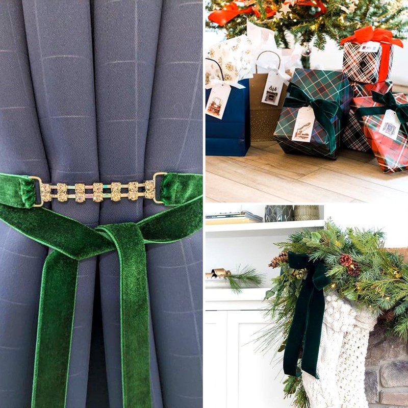 Magibead Metallic Glitter Velvet Ribbon 9 Yards 1-5/8 inch Sparkle