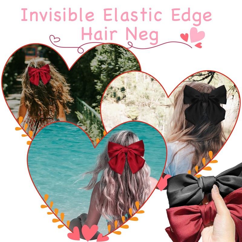 Leogony 2 Pcs Hair Bow Clips for Women, Soft Satin