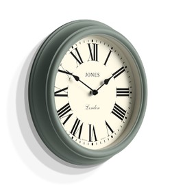 Jones Clocks® Venetian Wall Clock - Round Wall Clock - Classic Traditional Design - Designer Wall Clock - Kitchen Clock - Living Room Clock - Office Clock (Green/Roman Numerals)