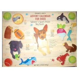 Trader J Advent Calendar for Dogs Salmon Treats and Christmas Decorated Peanut Butter Flavor Dog Treats 6.76 oz (Advent Calendar Only)