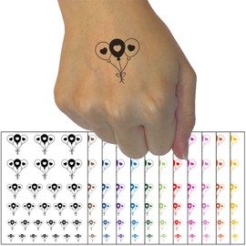 Trio of Valentine's Day Balloons Love Birthday Temporary Tattoo Water Resistant Fake Body Art Set Collection - Red (One Sheet)