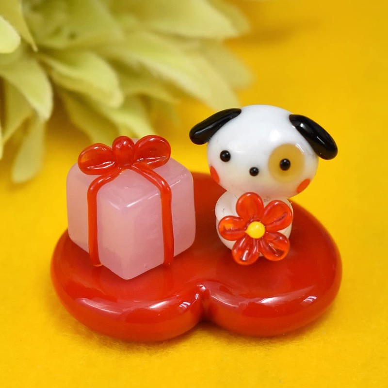 Forkart Cute Handmade Glasswork Heart Tray, Red, Width: 1.2 inches