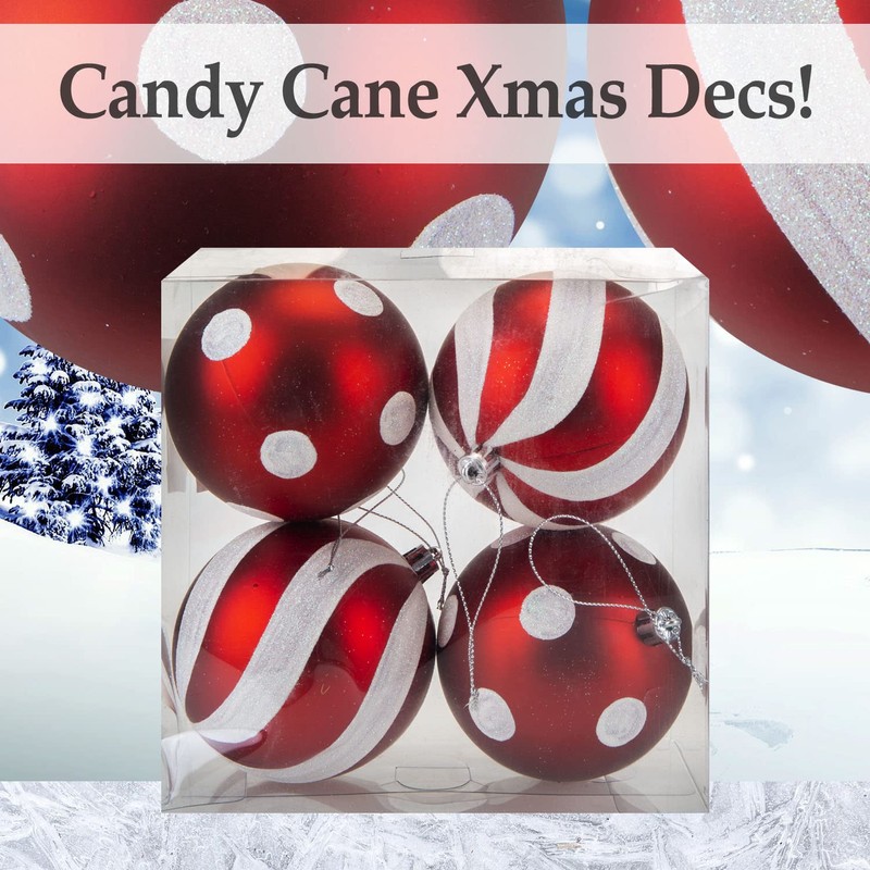VFM - Red & White 9cm Baubles Candy Cane (4